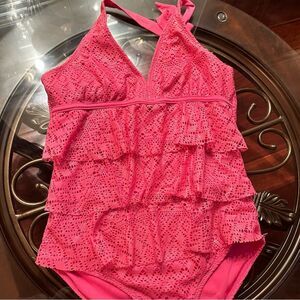 Justice Pink Ruffle One-Piece Swimsuit